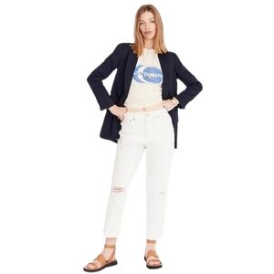J. Crew Slouchy Boyfriend Jeans White Preppy Denim Classic Comfy Spring